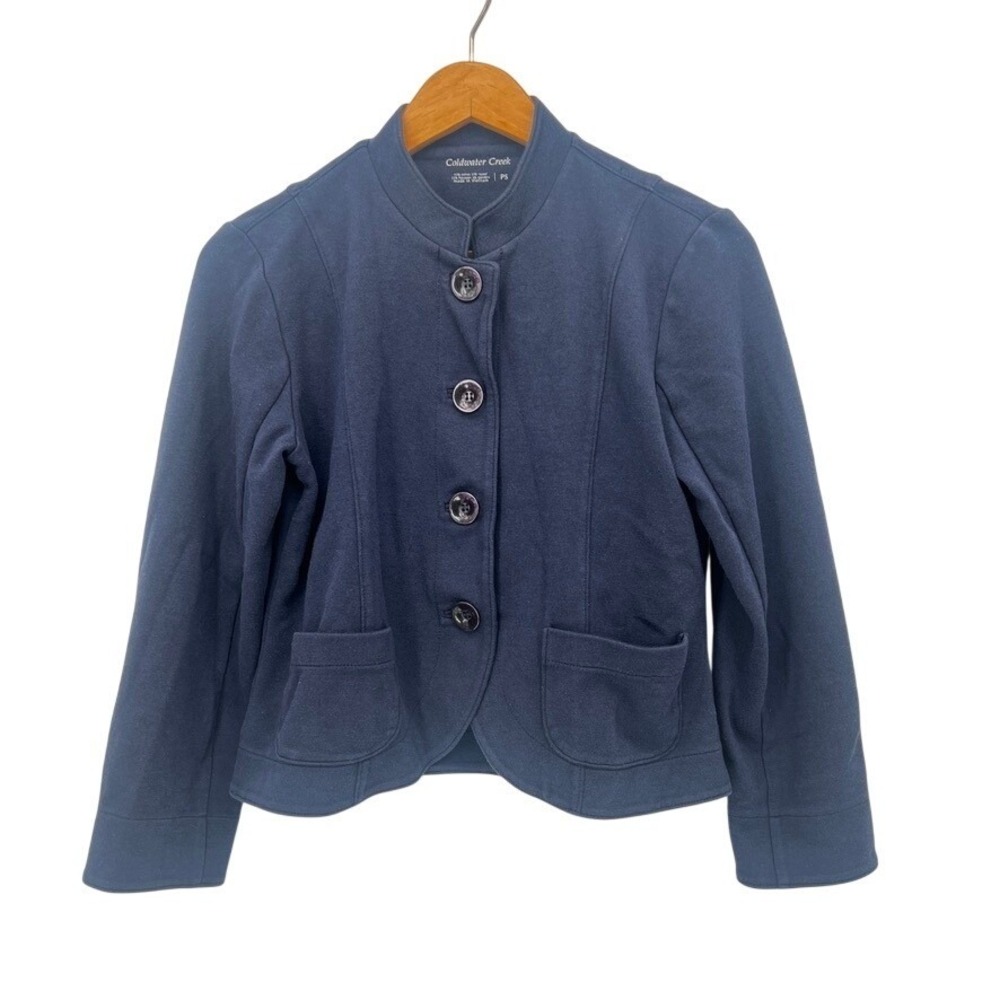Coldwater Creek Lightweight Cropped Cabin Core Coastal Jacket‎ Size PS Navy Blue